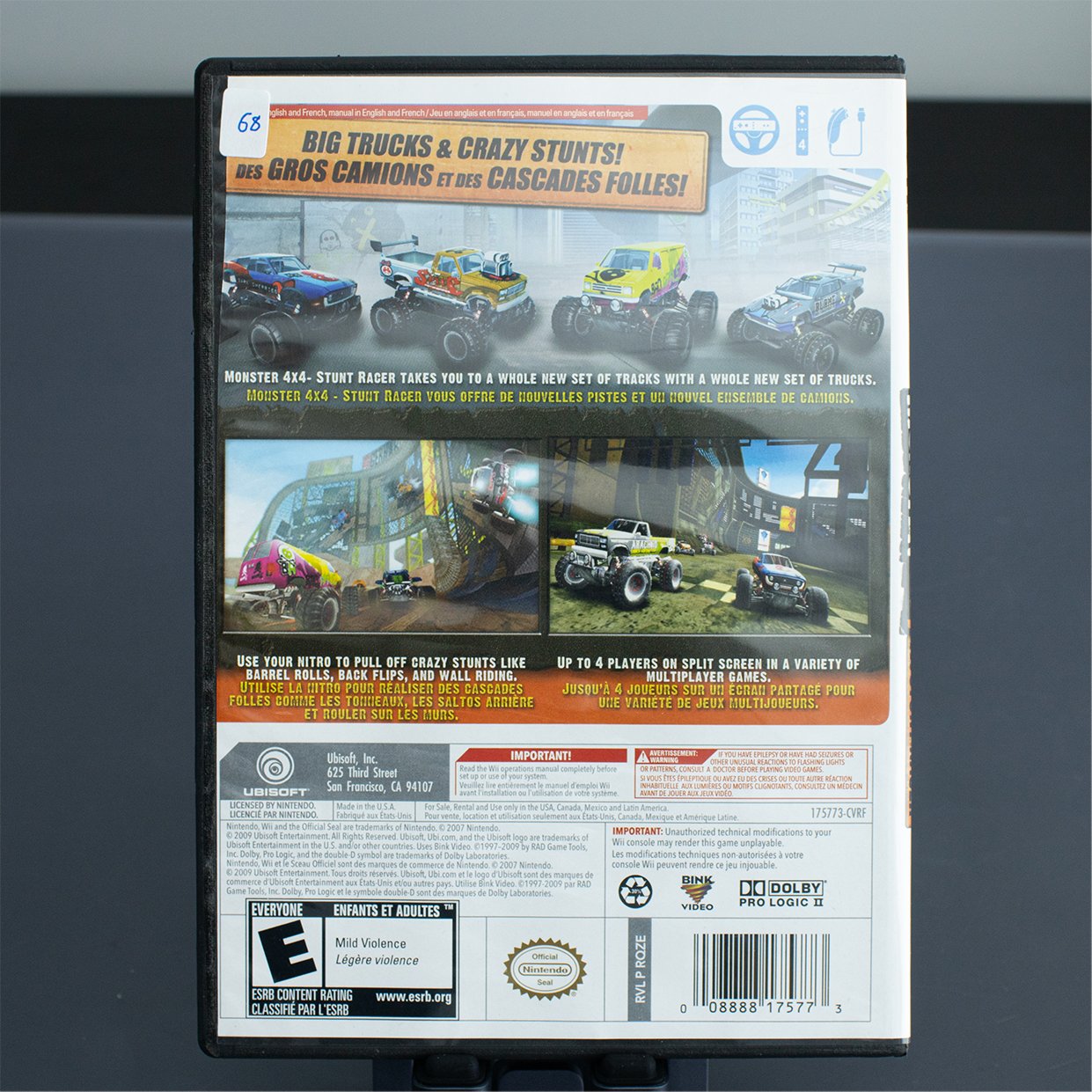 Monster Stunt Racer 4x4 - Manuel & disk - Wii Game